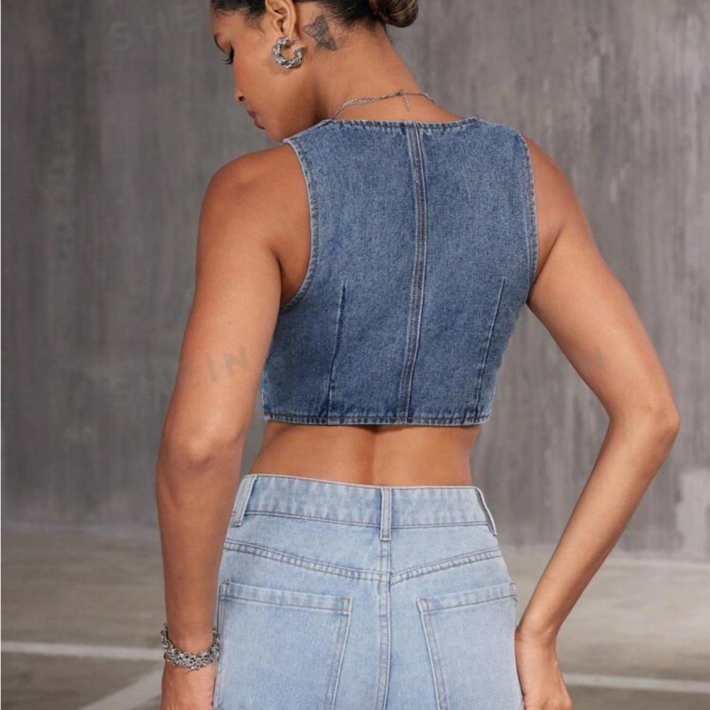 Women'S Denim Vest Top - Picture 2 of 4